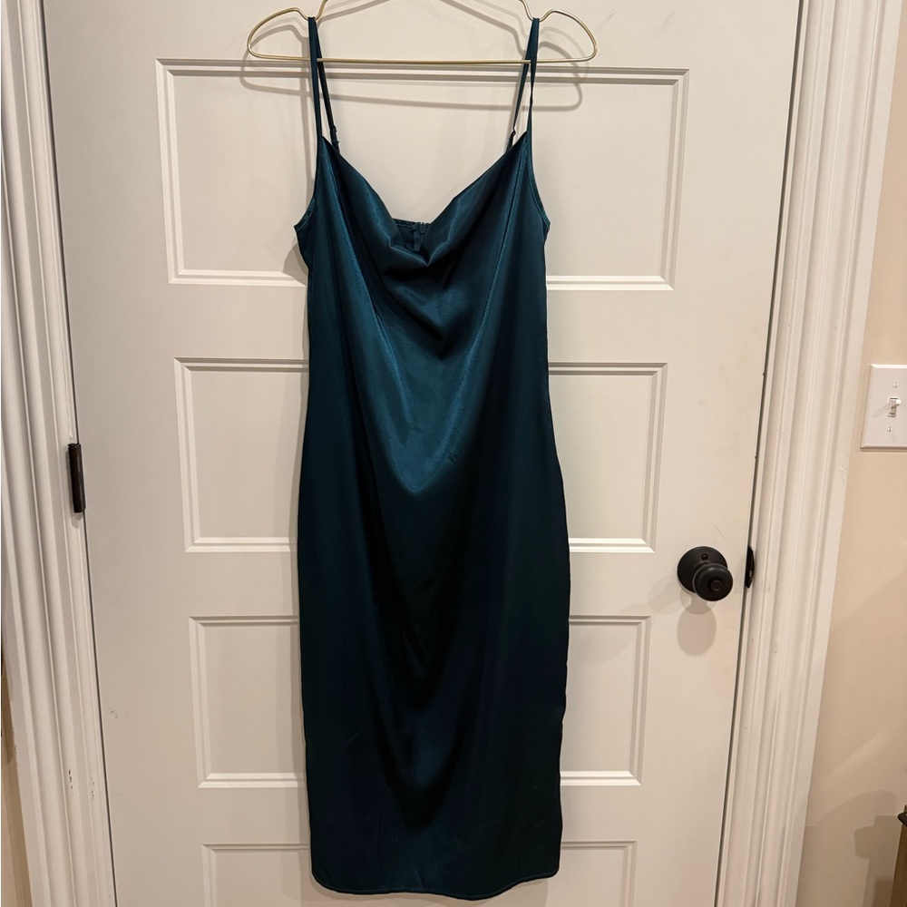 Second-Skin Slip Dress in Teal